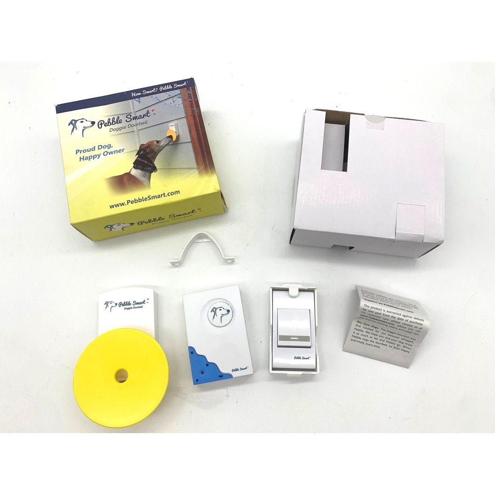 Pebble Smart Doggie Doorbell Yellow Accent Wireless Pet Dog Training  250ft